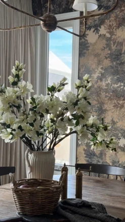 Artificial white azalea flower spray, 38″