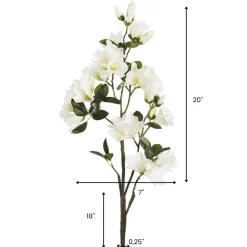 Artificial white azalea flower spray, 38″
