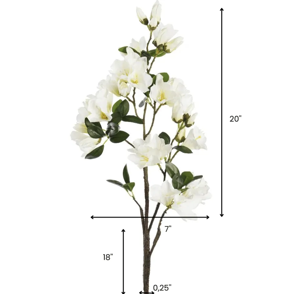 Artificial white azalea flower spray, 38″