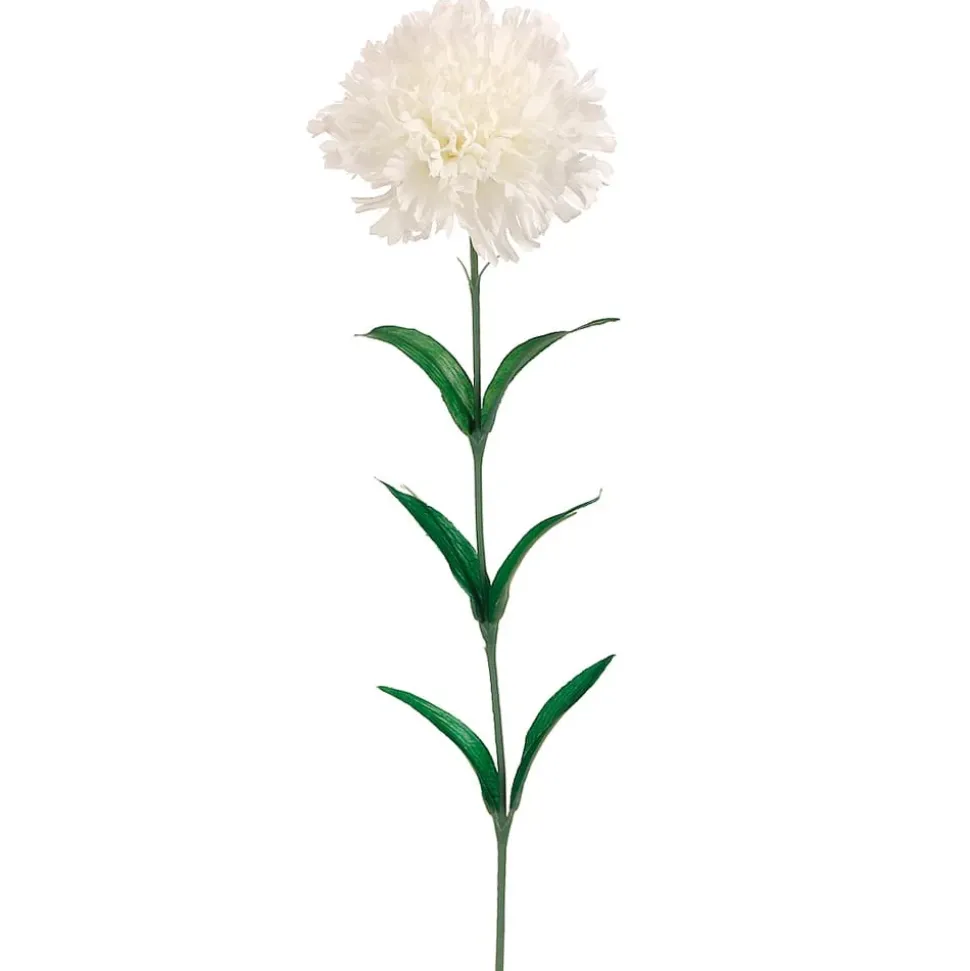 Artificial white carnation flower, 25"