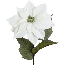 Artificial white Christmas poinsettia flower, 28"