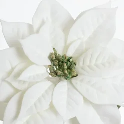 Artificial white Christmas poinsettia flower, 28"