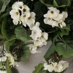 Artificial white geranium in a grey terrazzo beige pot, 55