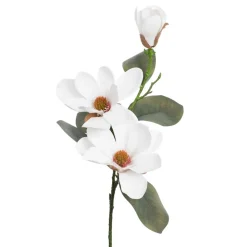 Artificial white magnolia flower on stem, 30"