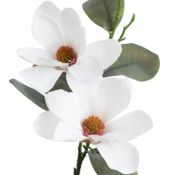 Artificial white magnolia flower on stem, 30"