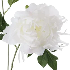 Artificial white peony with bud, 28"