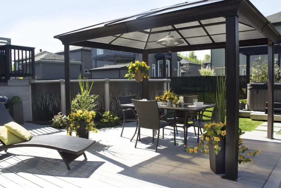 Artificial yellow hibiscus outdoor centerpiece, 14 x 20″