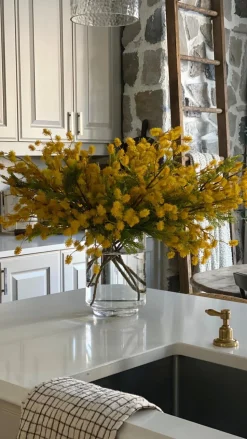 Artificial yellow mimosa bouquet, 28″
