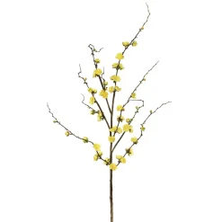 Artificial yellow plum blossom branch, 51"