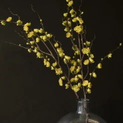 Artificial yellow plum blossom branch, 51"