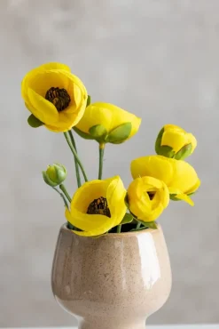 Artificial yellow ranuculus flower spray, 25"