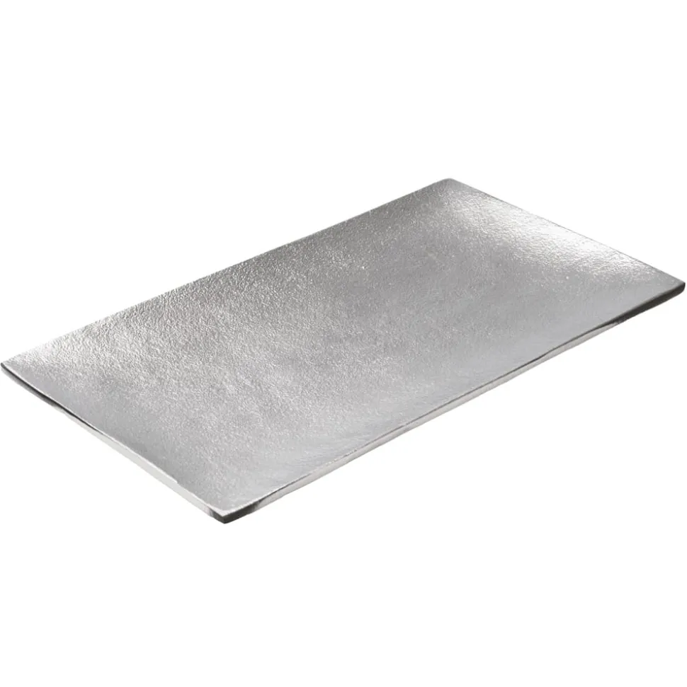 Assiette décorative carrée argent en aluminium, 1 x 12″