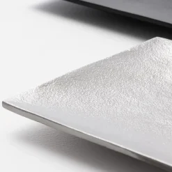 Assiette décorative carrée argent en aluminium, 1 x 12″