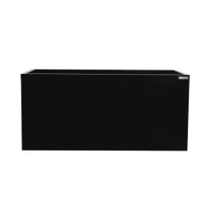 Bac à fleurs en acier inoxydable noir avec trou de drainage, 18 x 39″