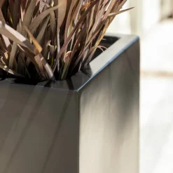 Bac à fleurs en acier inoxydable noir avec trou de drainage, 43 x 37&Prime;