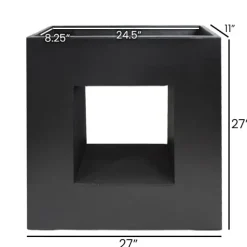 Bac moderne intérieur en fibre d’argile noir, 27 x 27″