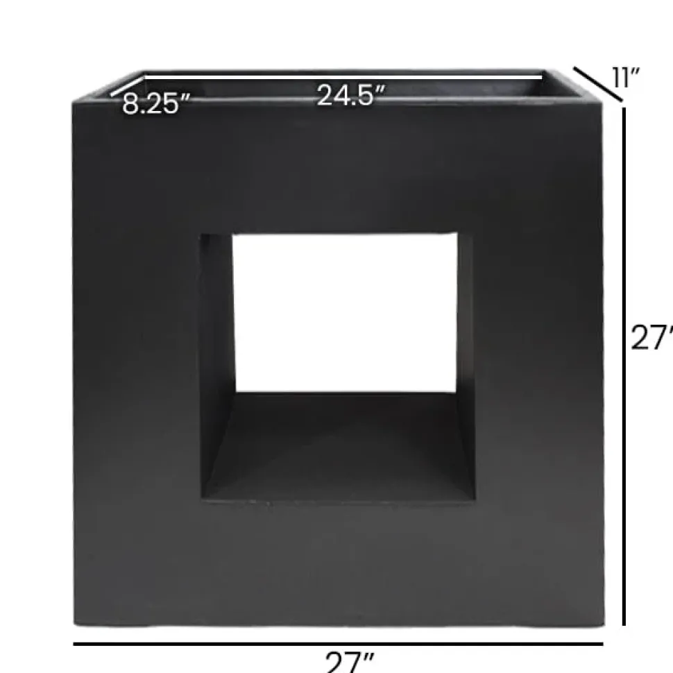 Bac moderne intérieur en fibre d’argile noir, 27 x 27″