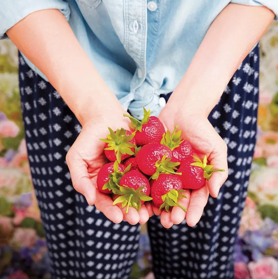 Bag of 24 artificial red strawberries, 1,5"