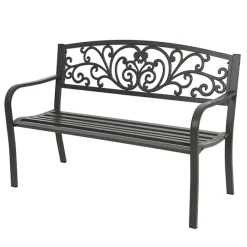 Banc de jardin en fer anthracite, 34 x 50″