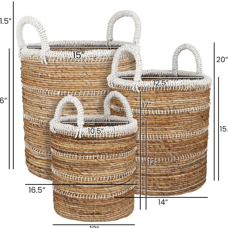 Basket with cream-edged handles