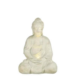 Beige buddha statue with solar light, 16 x 12"