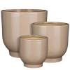 Beige ceramic plant pot