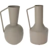 Beige metal jug vase, 11,5 x 6"