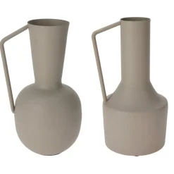 Beige metal jug vase, 11,5 x 6"