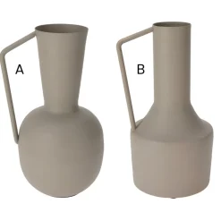 Beige metal jug vase, 11,5 x 6"