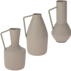Beige metal jug vase, 6,5 x 3,5"