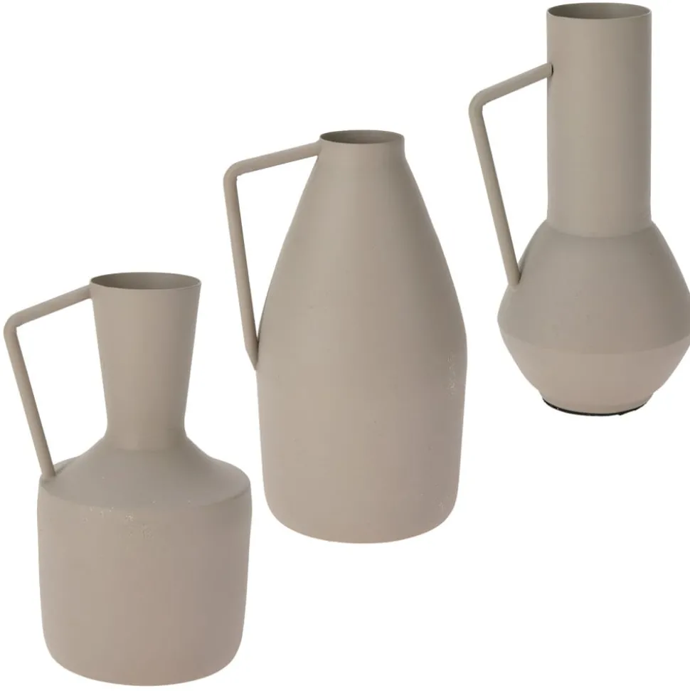 Beige metal jug vase, 6,5 x 3,5"
