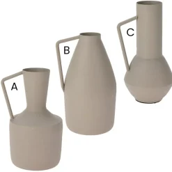 Beige metal jug vase, 6,5 x 3,5"