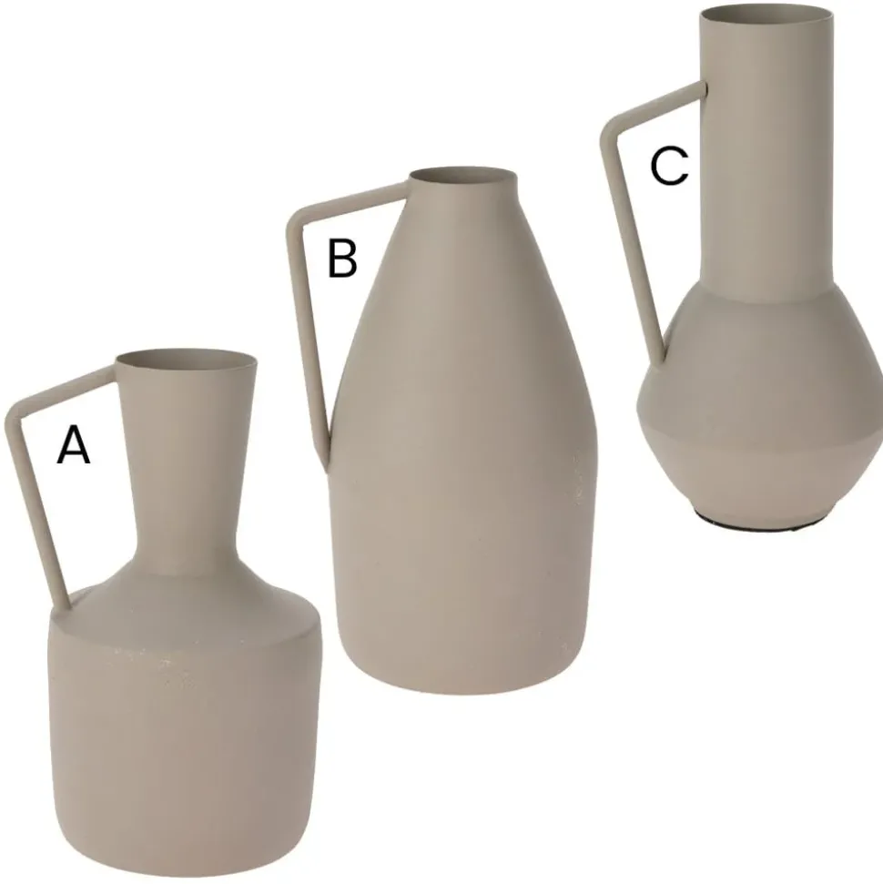 Beige metal jug vase, 6,5 x 3,5"