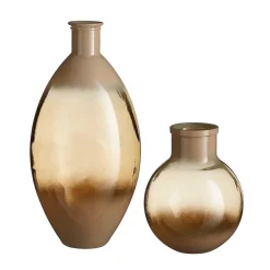 Beige recycled glass curved flower vase