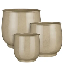 Beige round planter