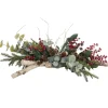 Berry Christmas centerpiece on wood logs, 9 x 26"