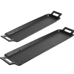 Black aluminium tray with handles