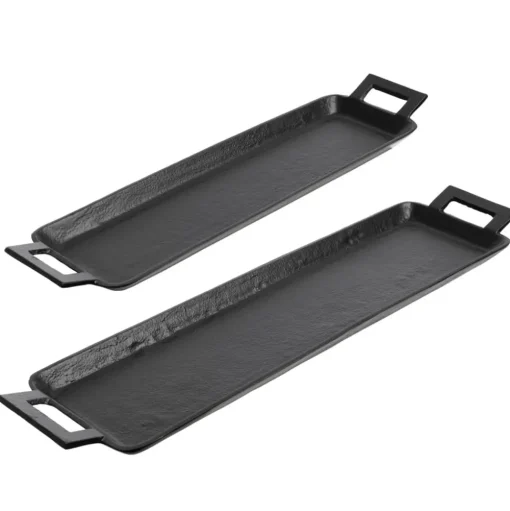 Black aluminium tray with handles
