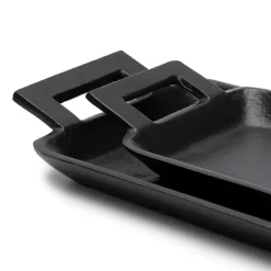 Black aluminium tray with handles
