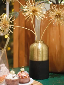 Black and gold iron vase