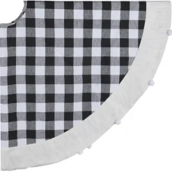 Black and white plaid tree skirt, 54″