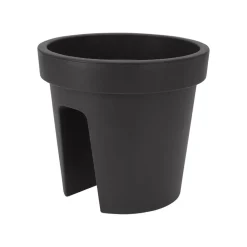 Black flower bridge hanging planter, 10 x 11"