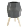 Black geometric standing planter, 19 x 11,5"