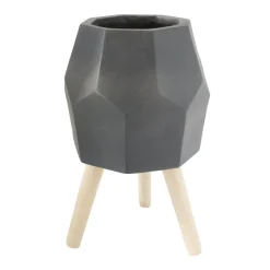 Black geometric standing planter, 19 x 11,5"