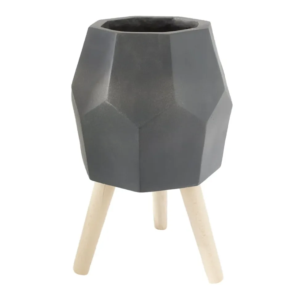 Black geometric standing planter, 19 x 11,5"