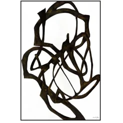 Black marks on white canvas wall art, 32 x 47″