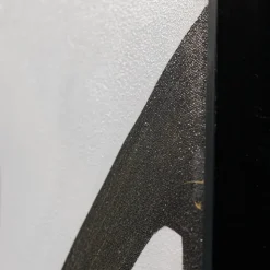 Black marks on white canvas wall art, 32 x 47″