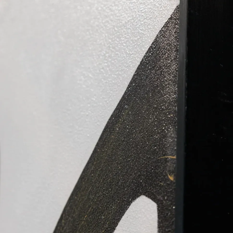 Black marks on white canvas wall art, 32 x 47″