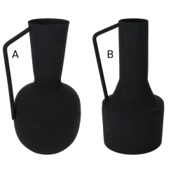 Black metal jug vase, 11,5 x 6"