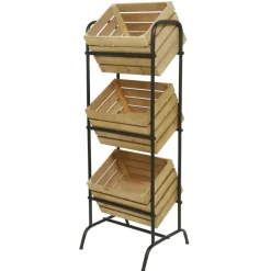 Black metal shelf with 3 baskets, 48 x 17,5″